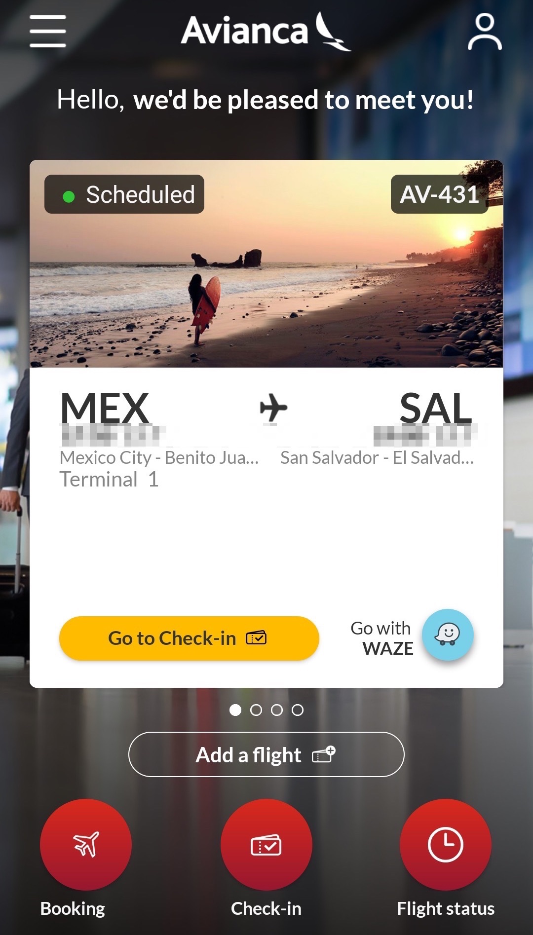 アビアンカ航空のアプリ画面